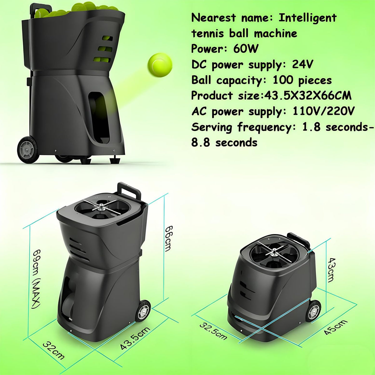 Automatic Tennis & Pickleball Ball Machine with Remote Control