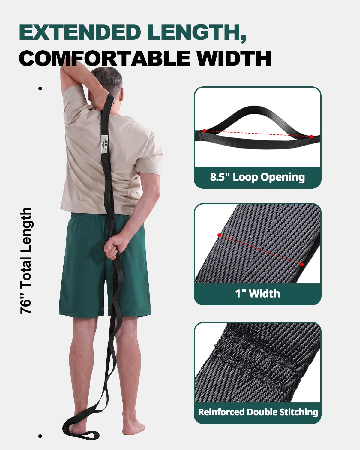 Looped Stretching Strap for Yoga, Exercise & Flexibility Training