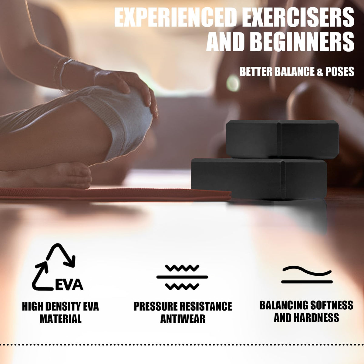 2-Pack 9 x 6 x 3-Inch Foam Yoga Blocks for Pilates & Stretching