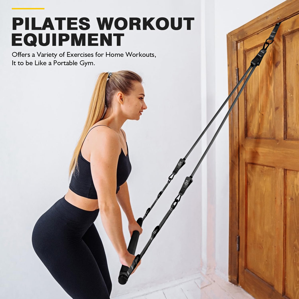 Adjustable Pilates Bar Kit with Resistance Bands for Full-Body Workouts