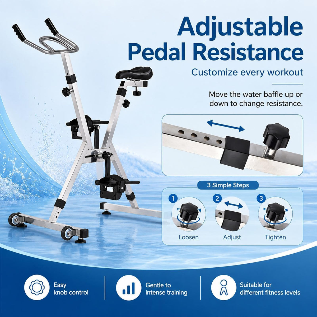 Underwater Aquatic Bicycle with Resistance for Pool Fitness