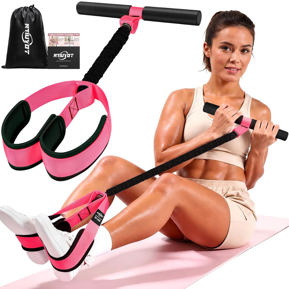 Pedal Resistance Band with Handles for Home Gym Workouts