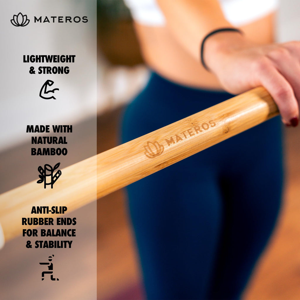 5ft Natural Bamboo Yoga Stick for Mobility & Stretching