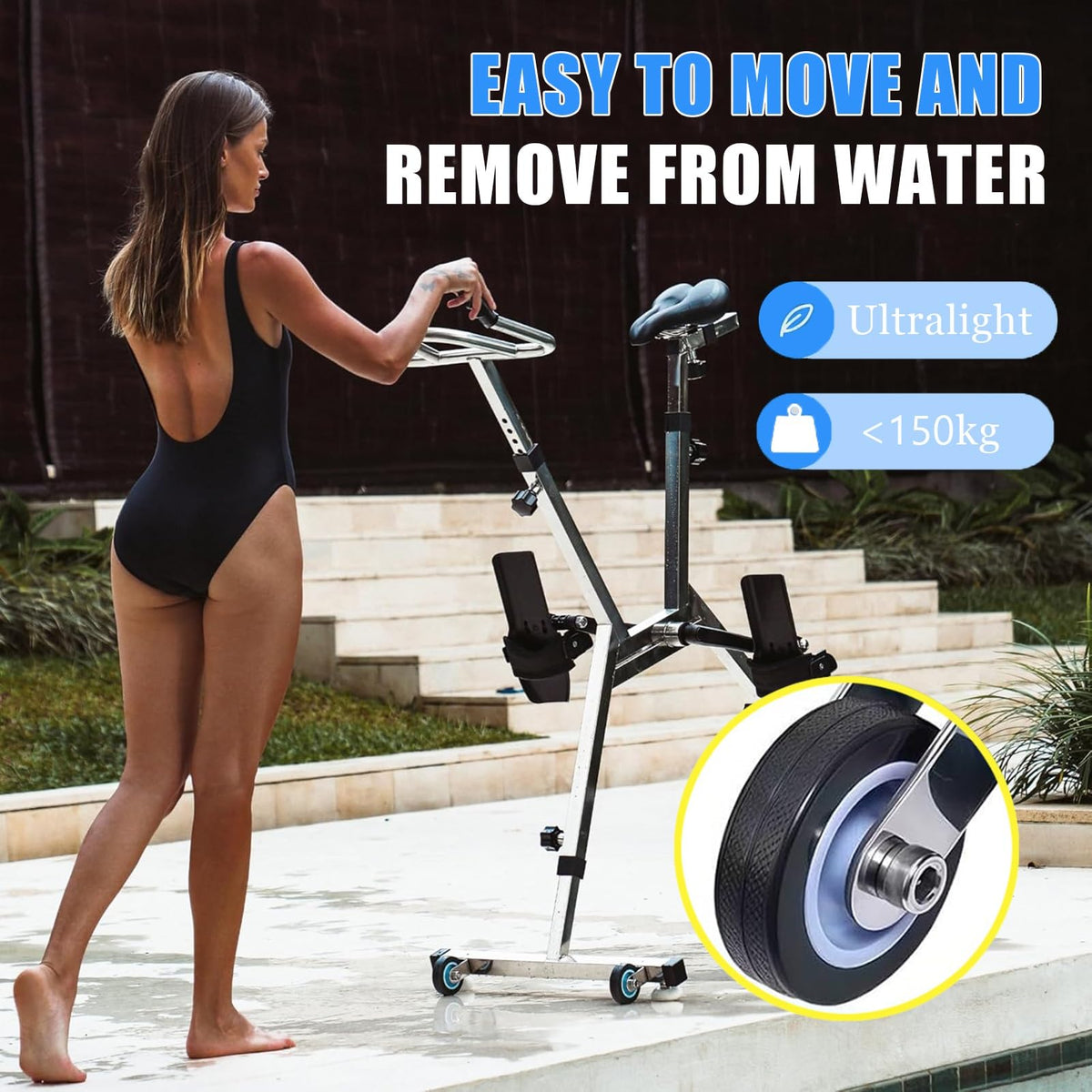 Adjustable Stainless Steel Aquabike for Pool Fitness Training