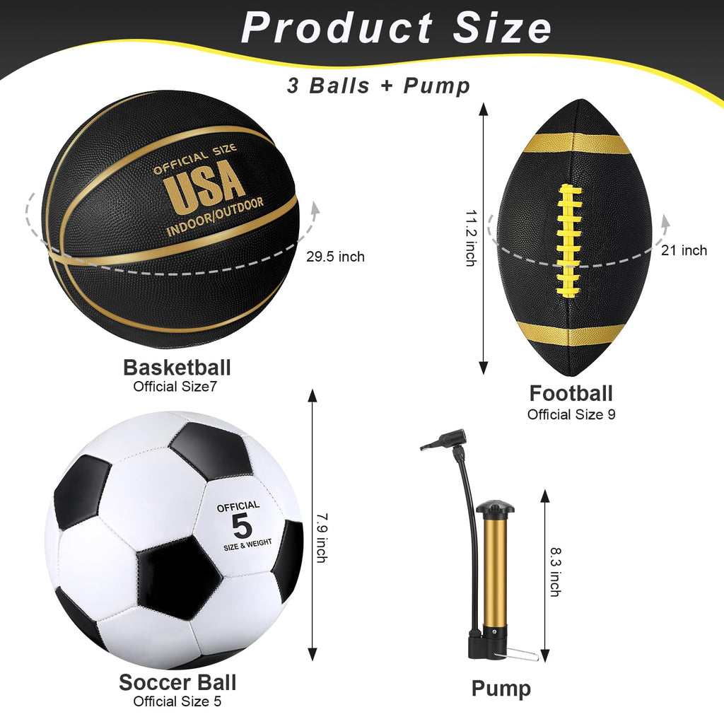 3-Piece Soccer, Basketball & Football Multi-Sport Ball Set