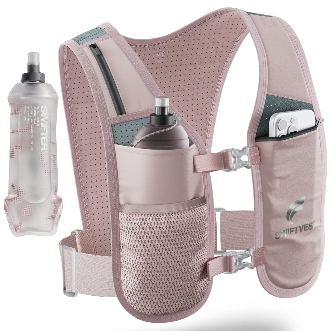 Reflective Running Hydration Vest with 500ml Water Bottle