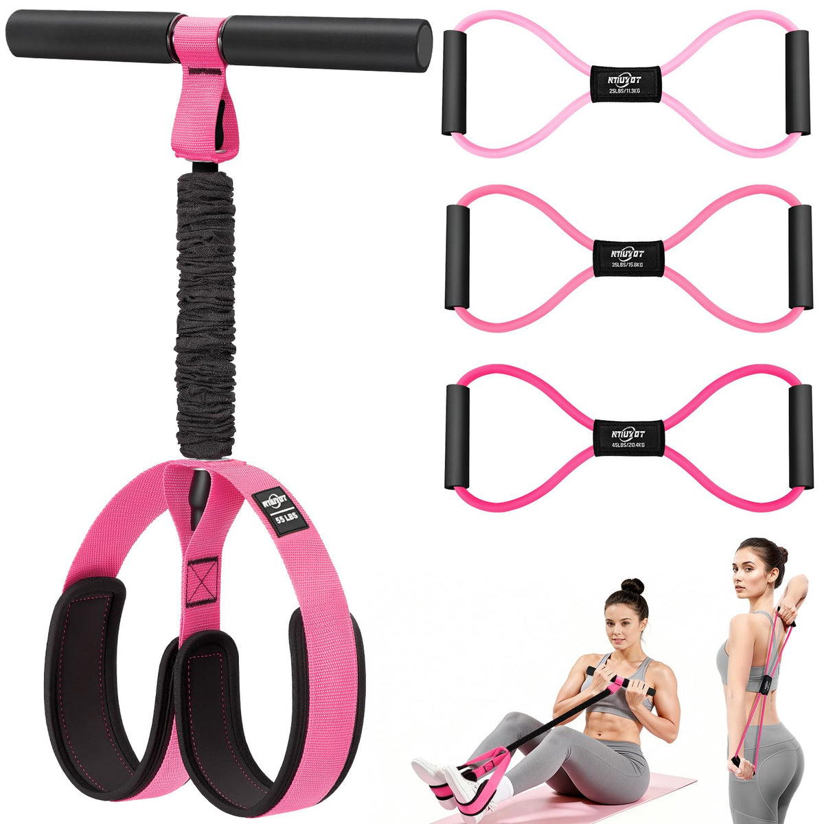 Pedal Resistance Band with Handles for Home Gym Workouts