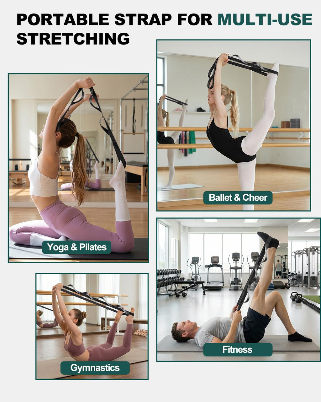Looped Stretching Strap for Yoga, Exercise & Flexibility Training