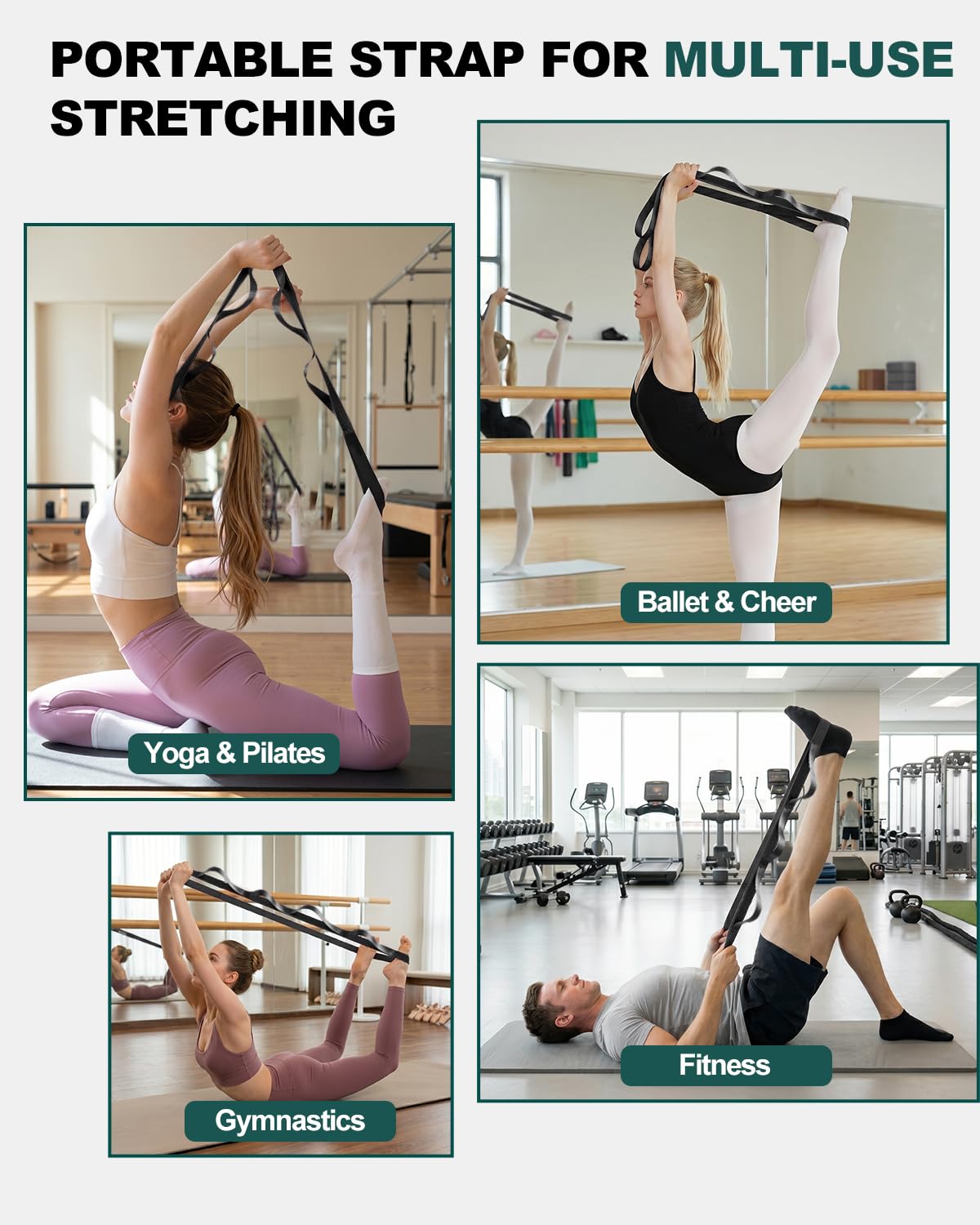 Looped Stretching Strap for Yoga, Exercise & Flexibility Training