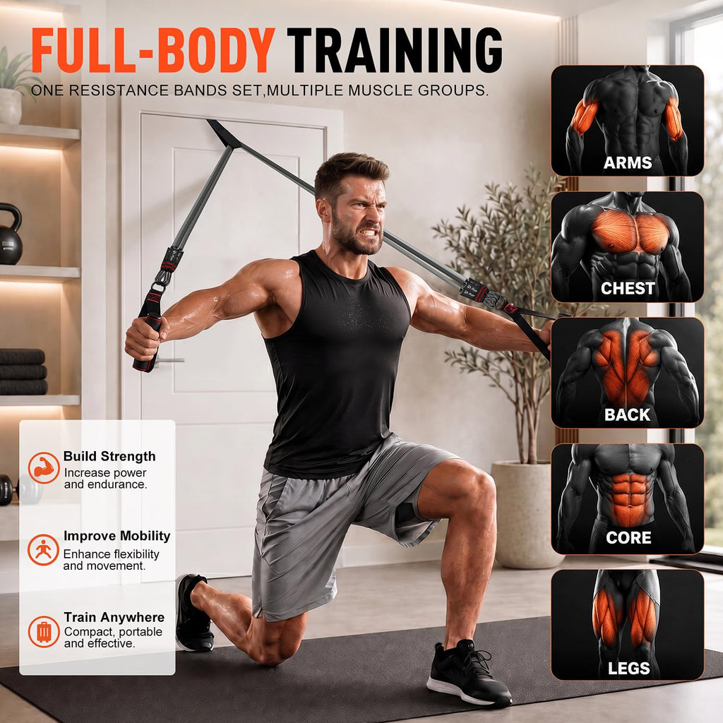 150 lb Resistance Band Set with Handles for Home Workouts