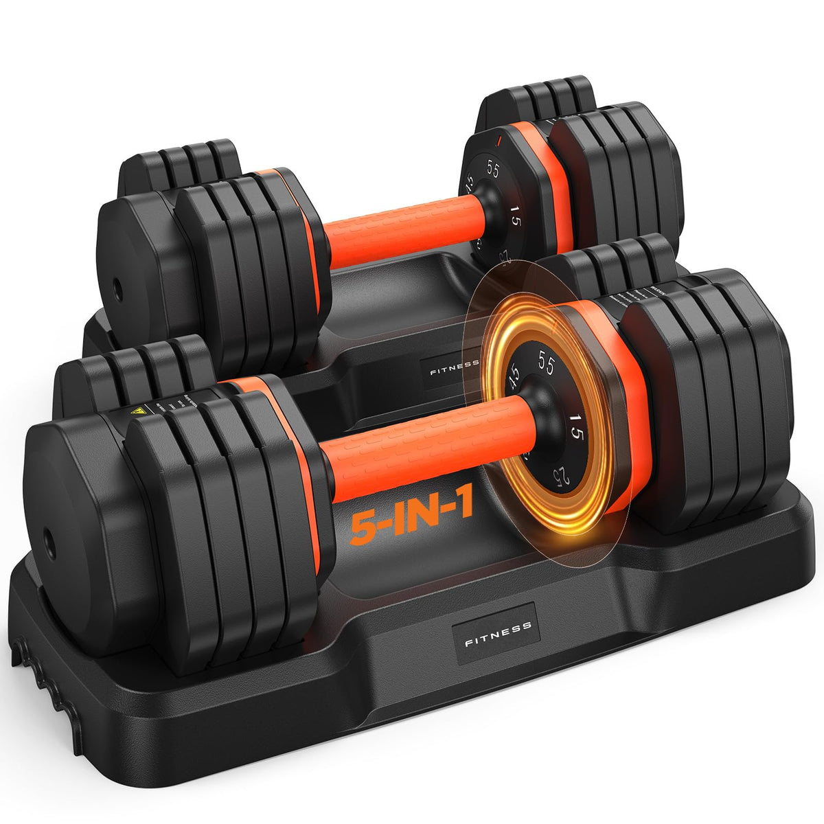 5-in-1 Adjustable Dumbbell Set with Storage Box & Non-Slip Grip