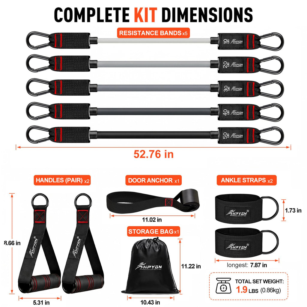 150 lb Resistance Band Set with Handles for Home Workouts