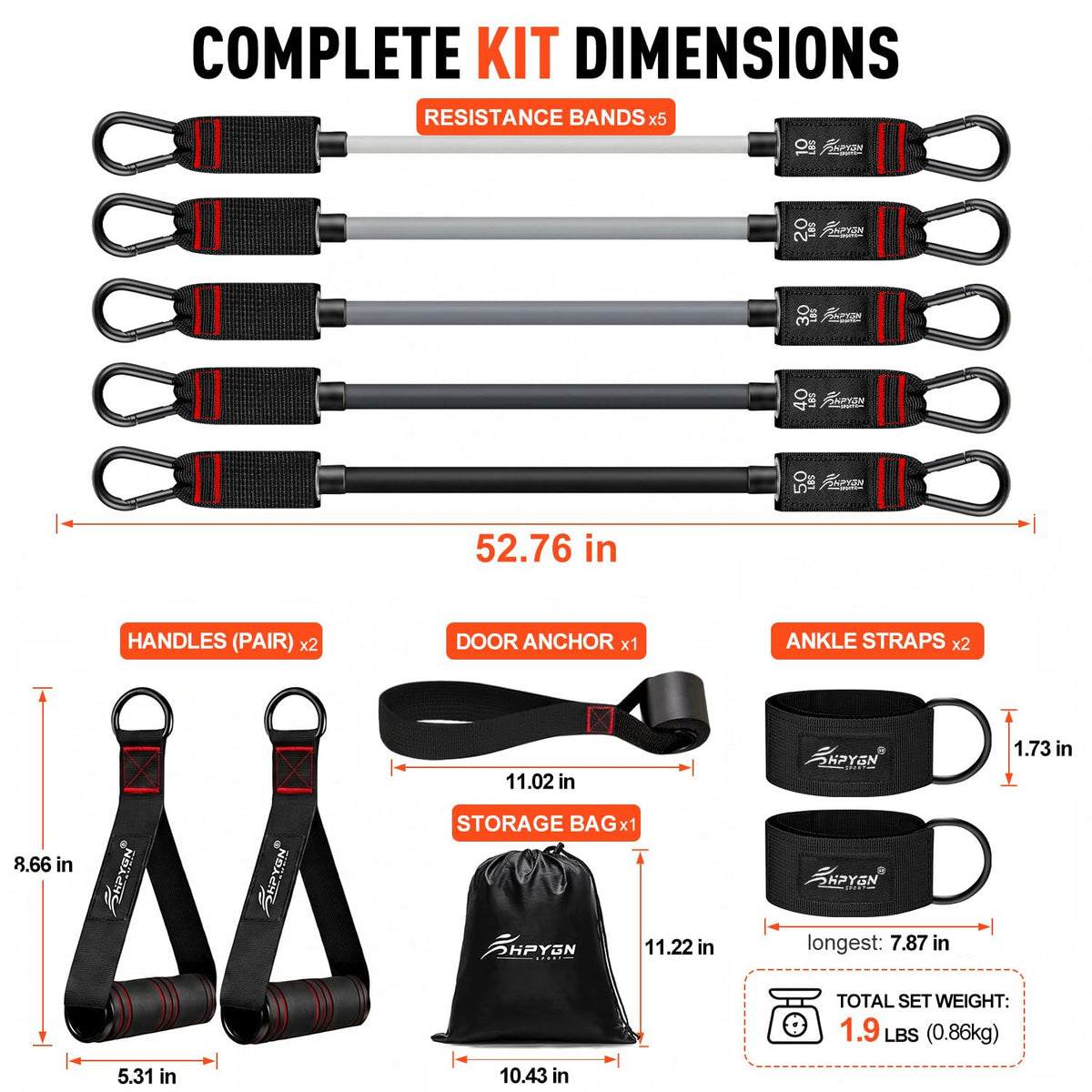 150 lb Resistance Band Set with Handles for Home Workouts