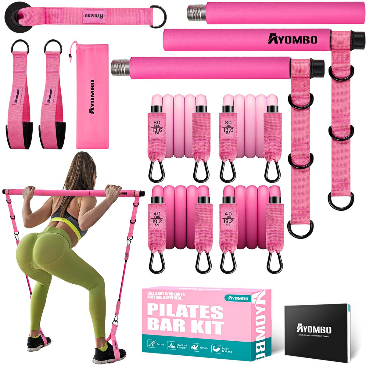 Adjustable Pilates Bar Kit with Resistance Bands for Full-Body Workouts