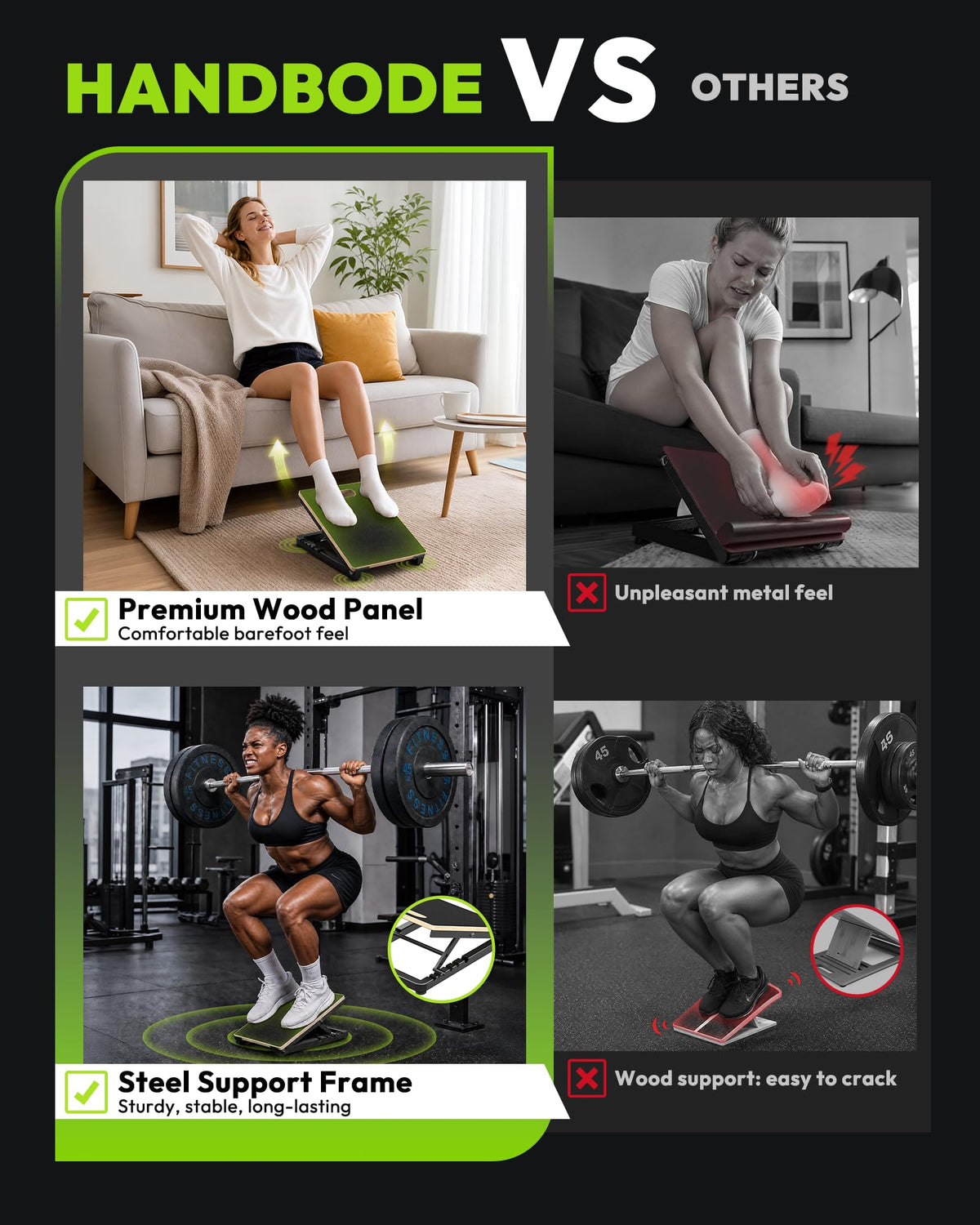 Adjustable Wooden Slant Board for Calf Stretching & Mobility
