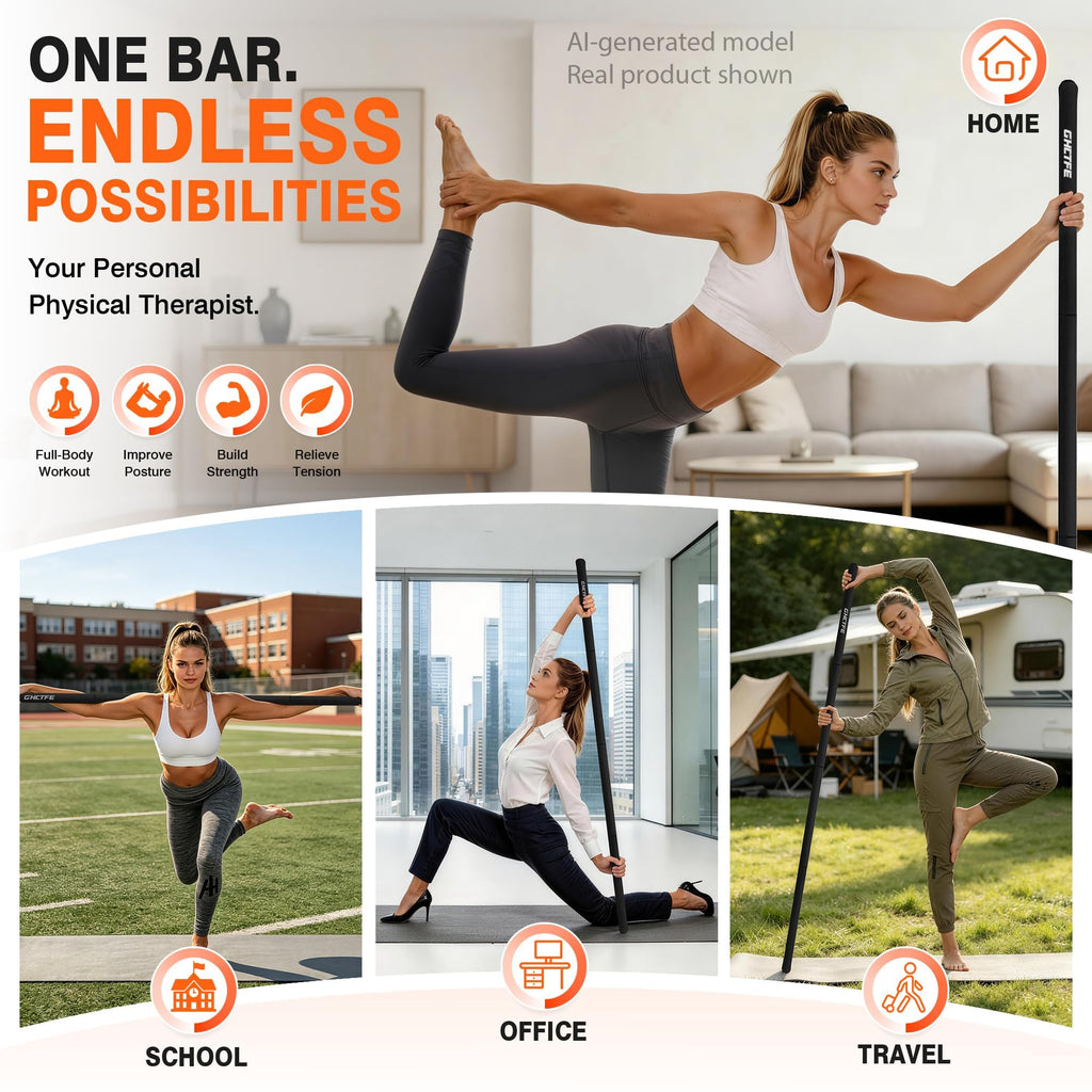 Adjustable Yoga Mobility Stick for Stretching & Balance Training