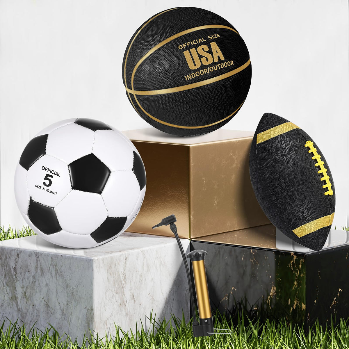3-Piece Soccer, Basketball & Football Multi-Sport Ball Set