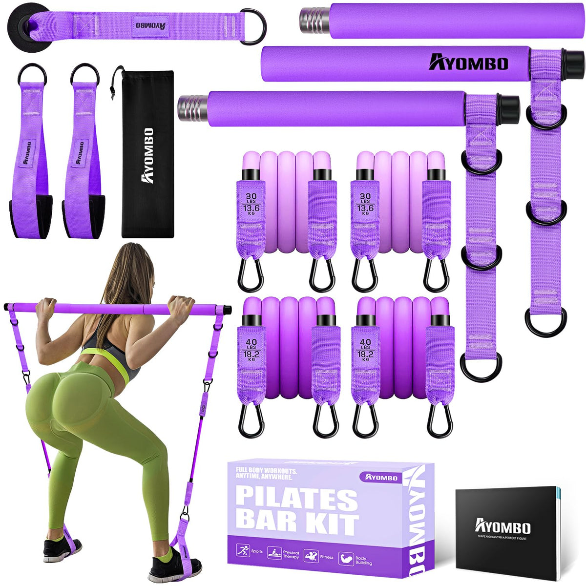 Adjustable Pilates Bar Kit with Resistance Bands for Full-Body Workouts