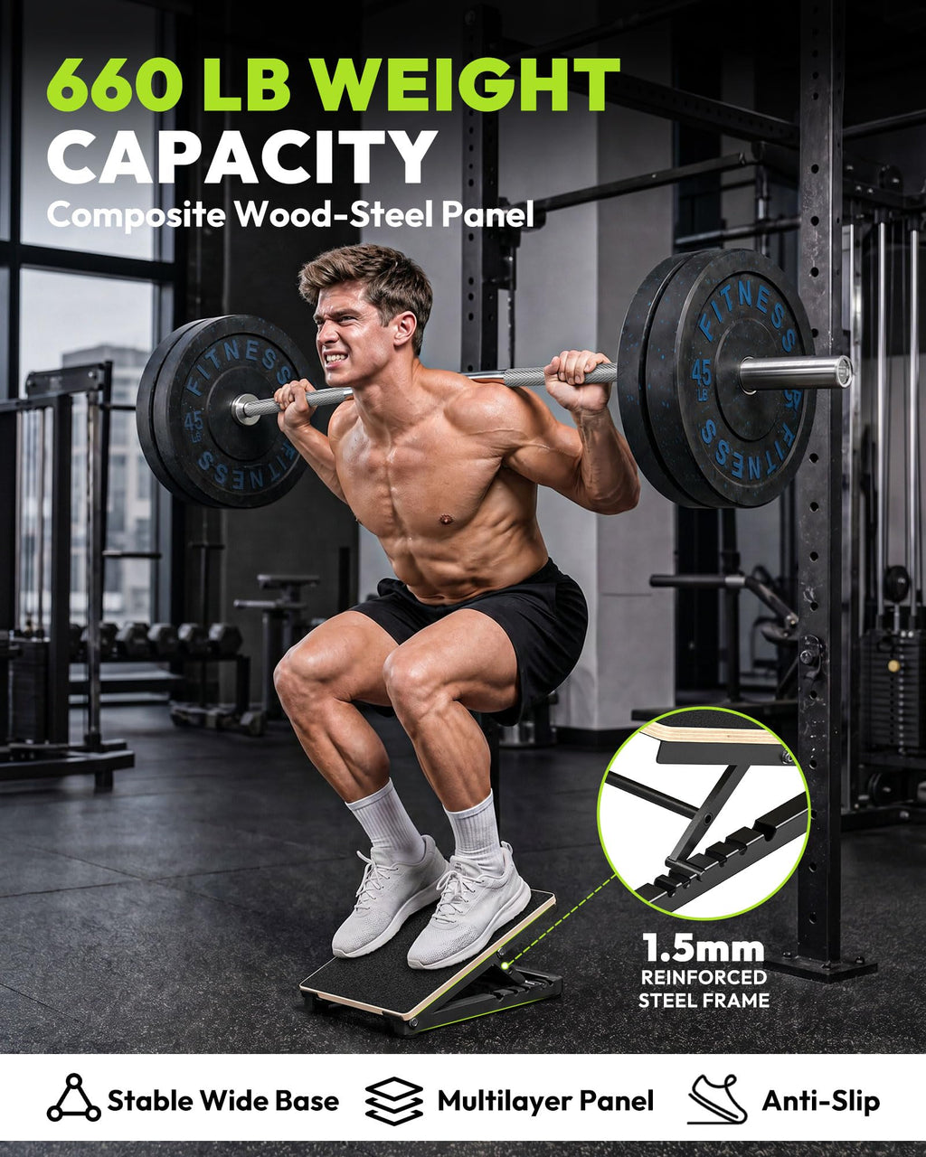 Adjustable Wooden Slant Board for Calf Stretching & Mobility