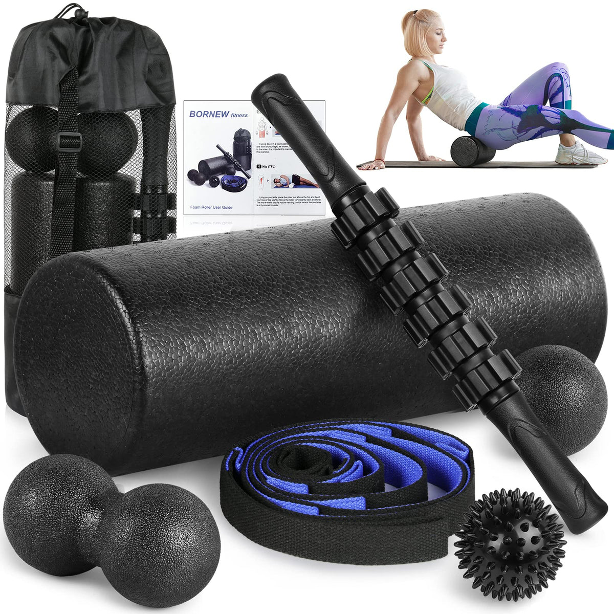 High-Density Foam Roller Set with Massage Stick & Balls