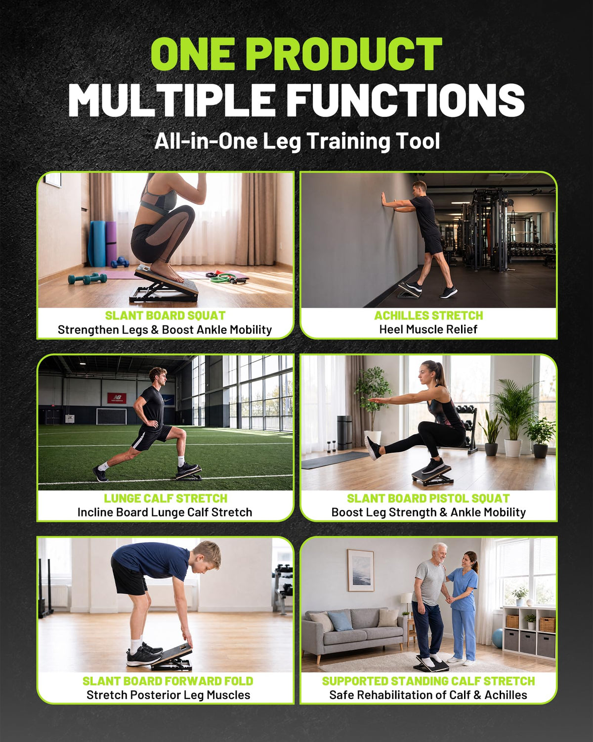 Adjustable Wooden Slant Board for Calf Stretching & Mobility
