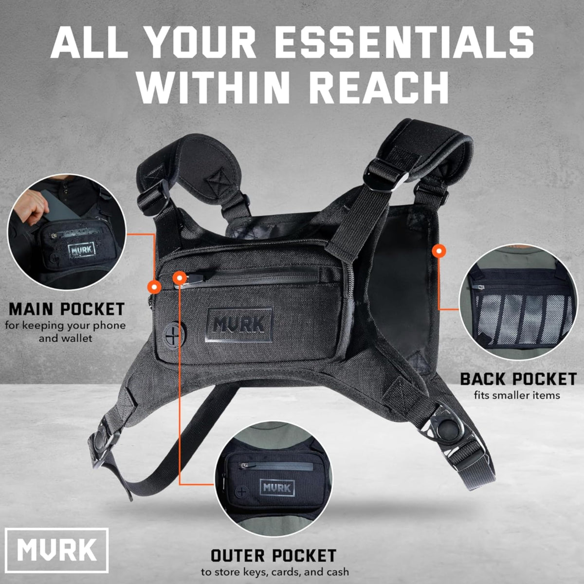 Water-Resistant Running Chest Pack with Reflective Detail