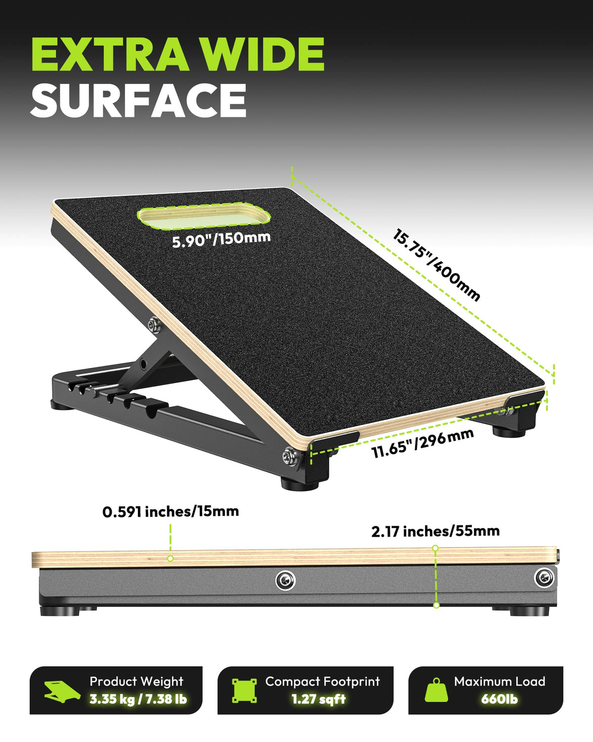 Adjustable Wooden Slant Board for Calf Stretching & Mobility