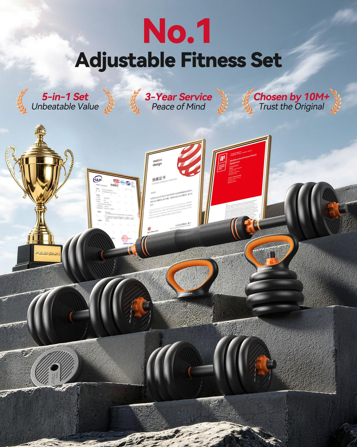 5-in-1 Adjustable Dumbbell Weight Set for Home Gym Training