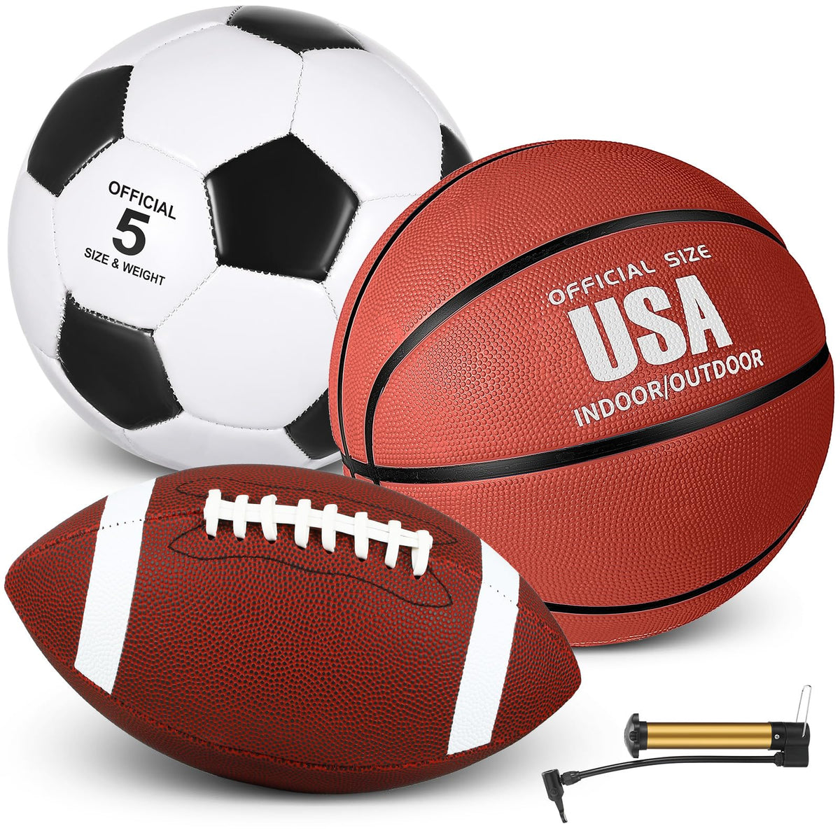 3-Piece Soccer, Basketball & Football Multi-Sport Ball Set