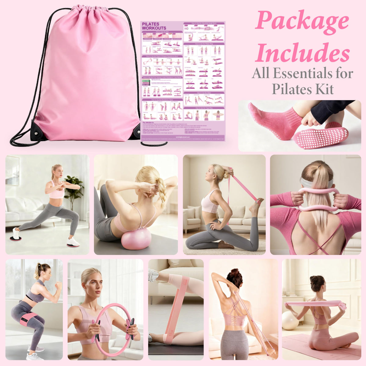 Pilates Ring & Ball Kit for Home, Gym & Travel Workouts