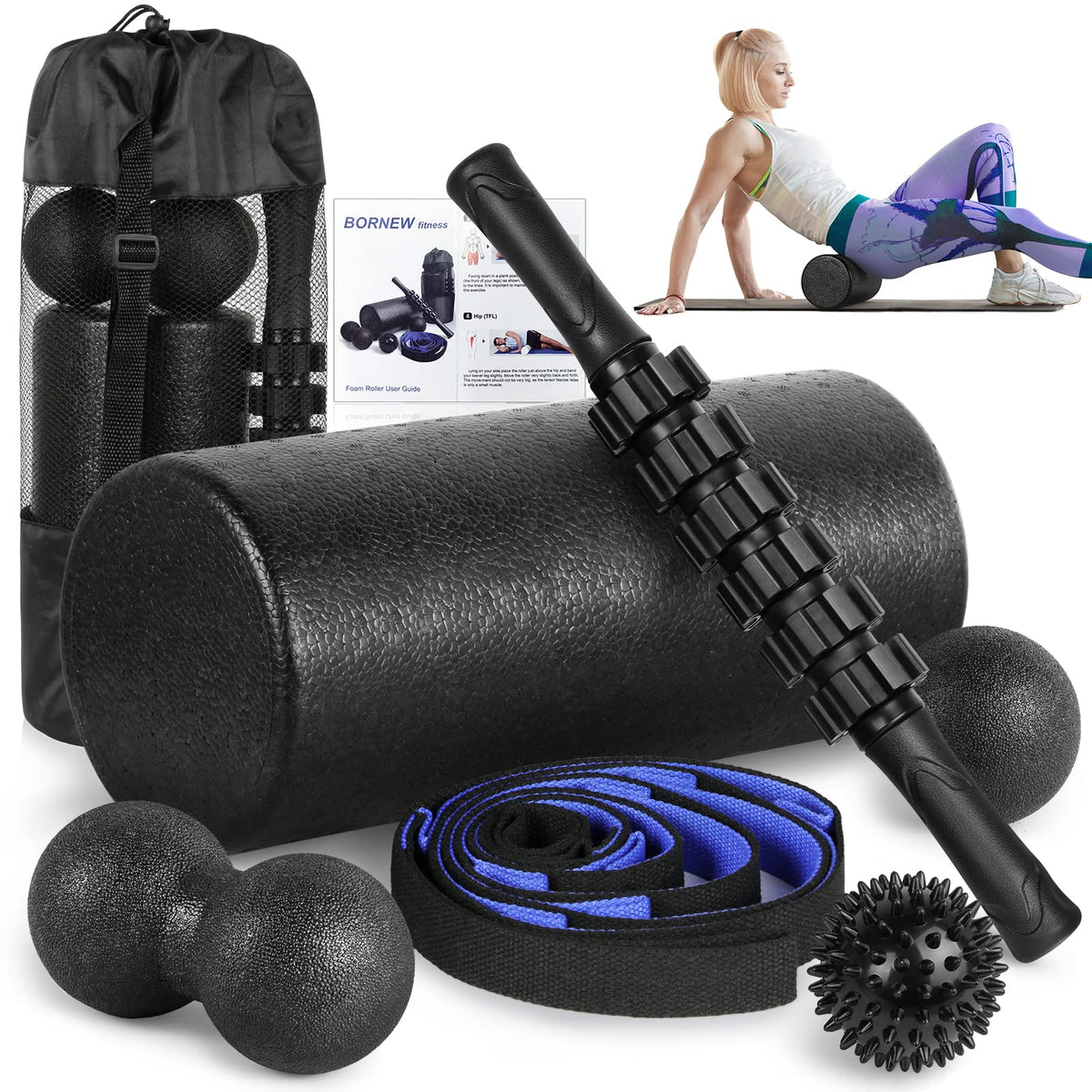 High-Density Foam Roller Set with Massage Stick & Balls