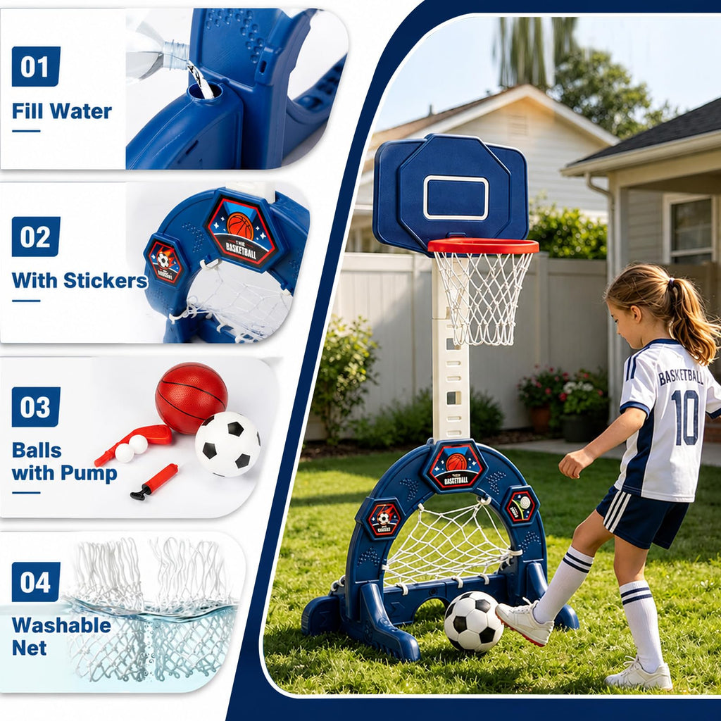 Adjustable Toddler Basketball Hoop, Soccer Goal & Golf Set