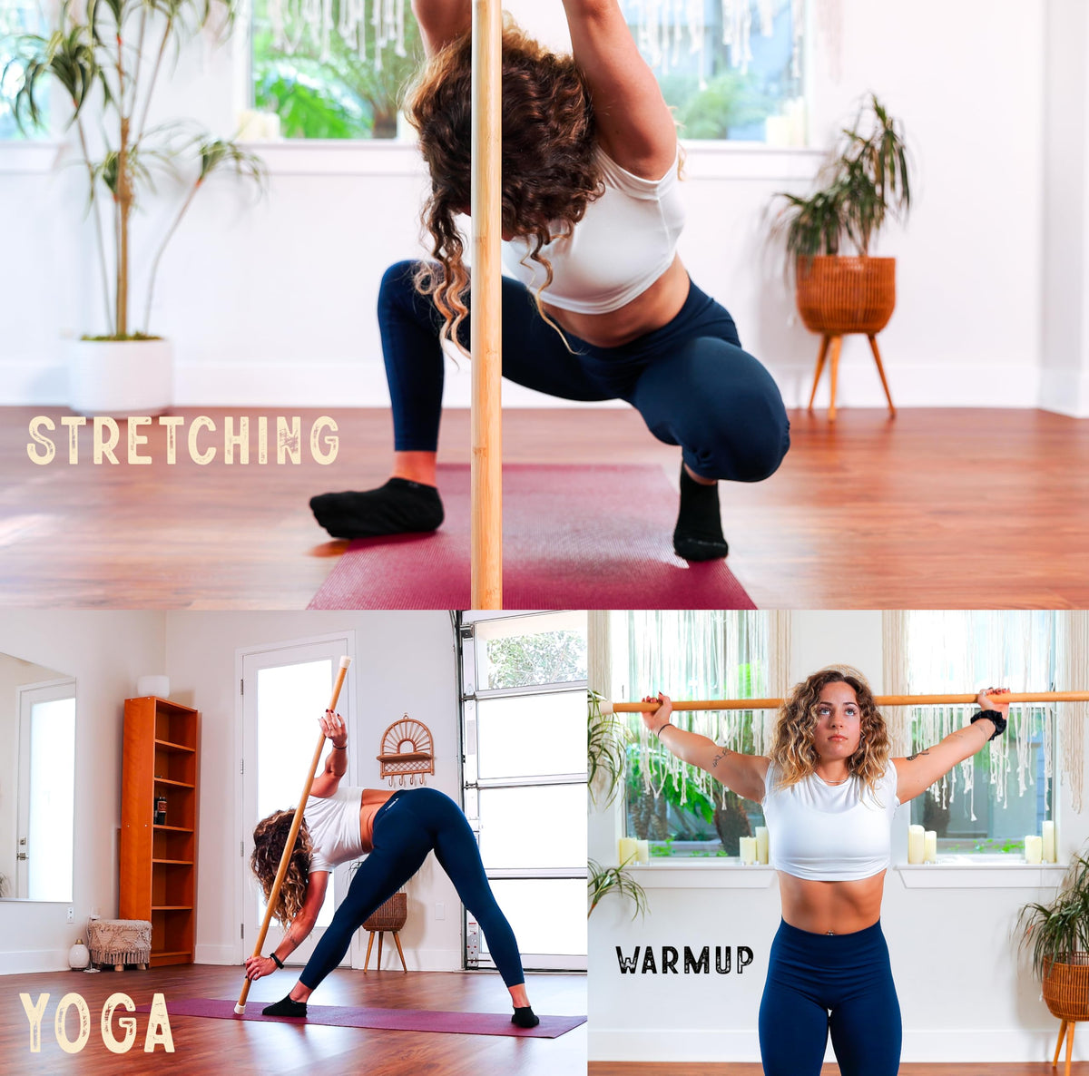 5ft Natural Bamboo Yoga Stick for Mobility & Stretching