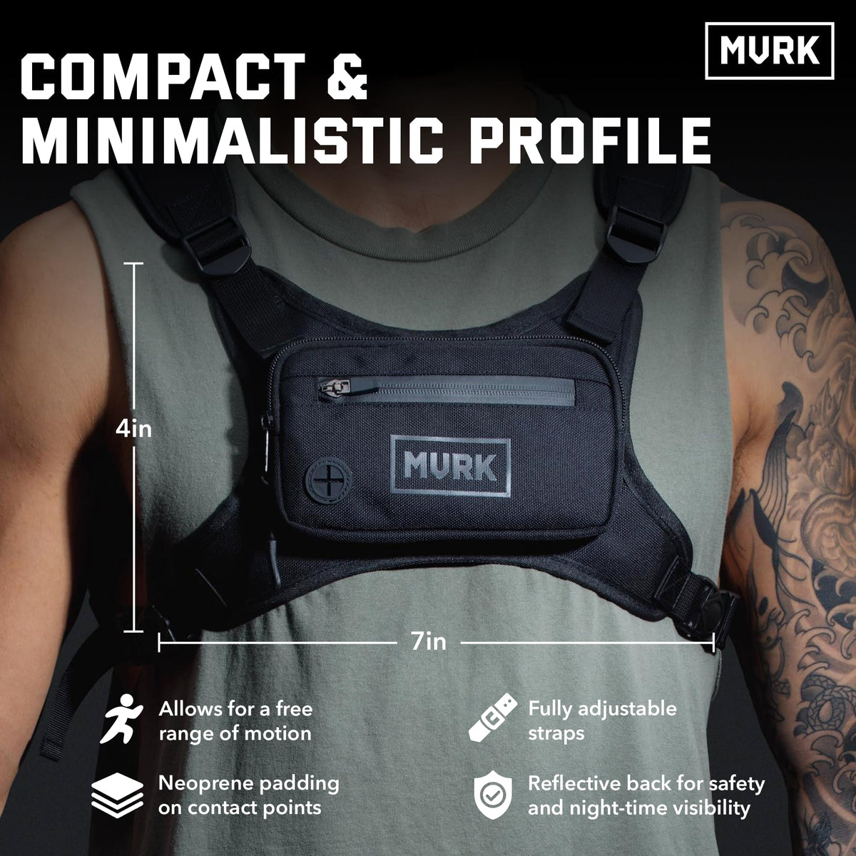 Water-Resistant Running Chest Pack with Reflective Detail
