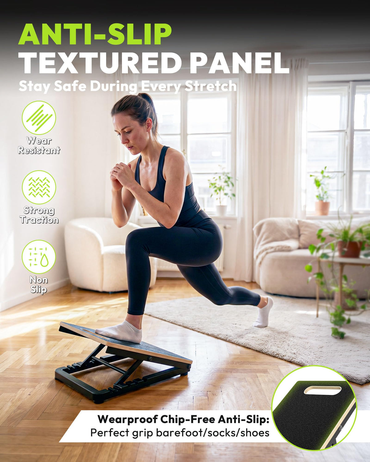 Adjustable Wooden Slant Board for Calf Stretching & Mobility