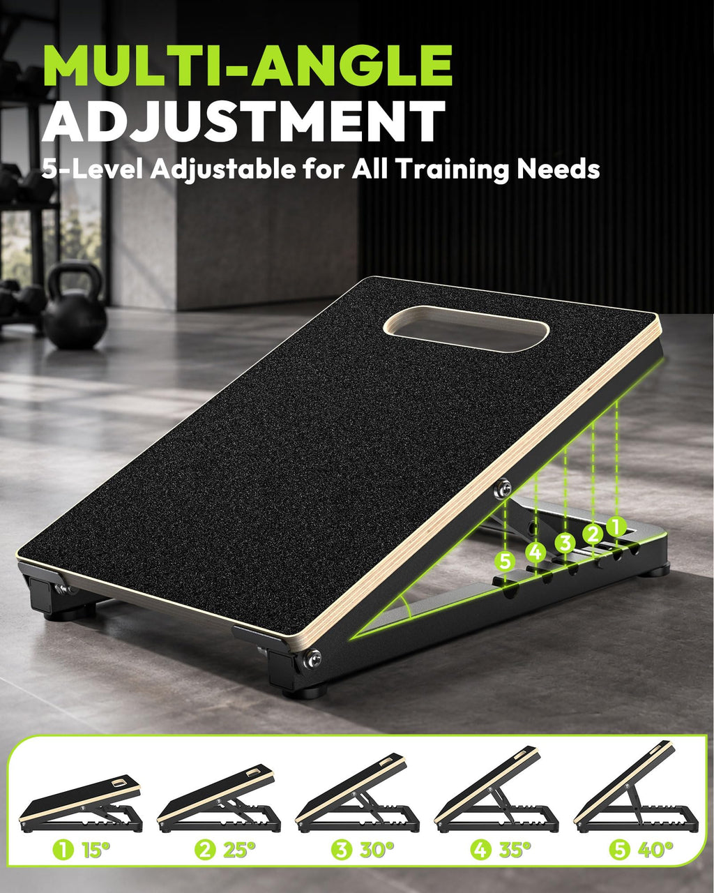 Adjustable Wooden Slant Board for Calf Stretching & Mobility
