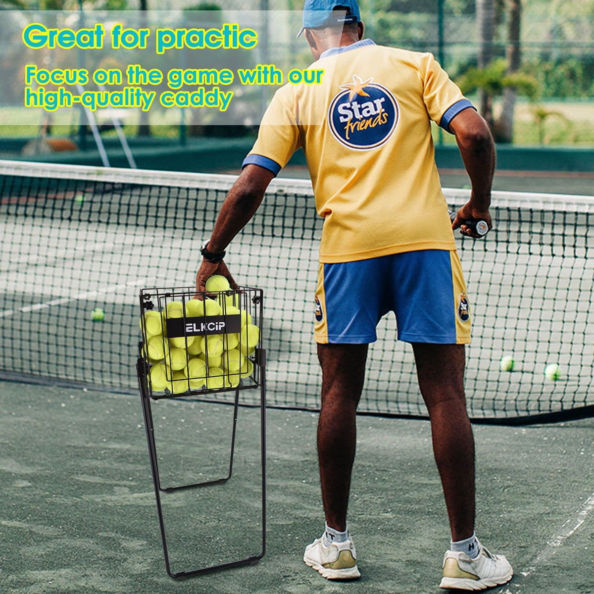 Portable Pickleball & Tennis Ball Hopper Collector Basket