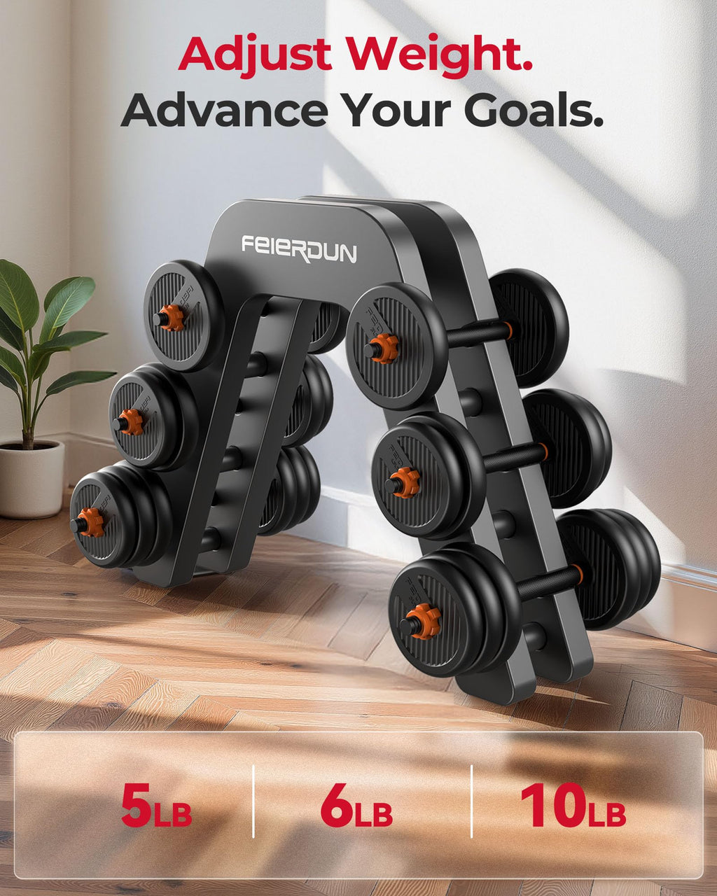 5-in-1 Adjustable Dumbbell Weight Set for Home Gym Training