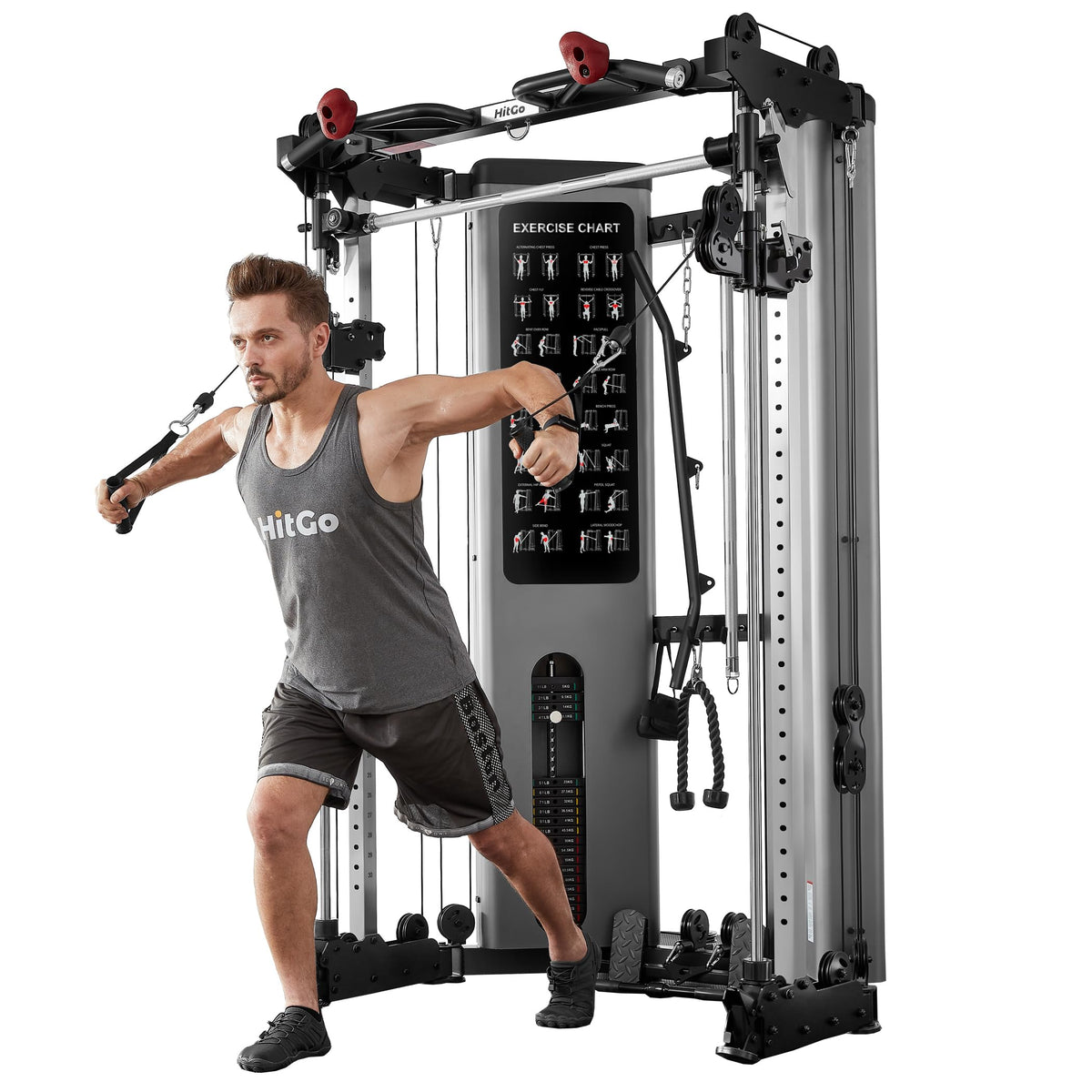 Foldable Smith Machine with 400 lb Weight Stack & Pulley System
