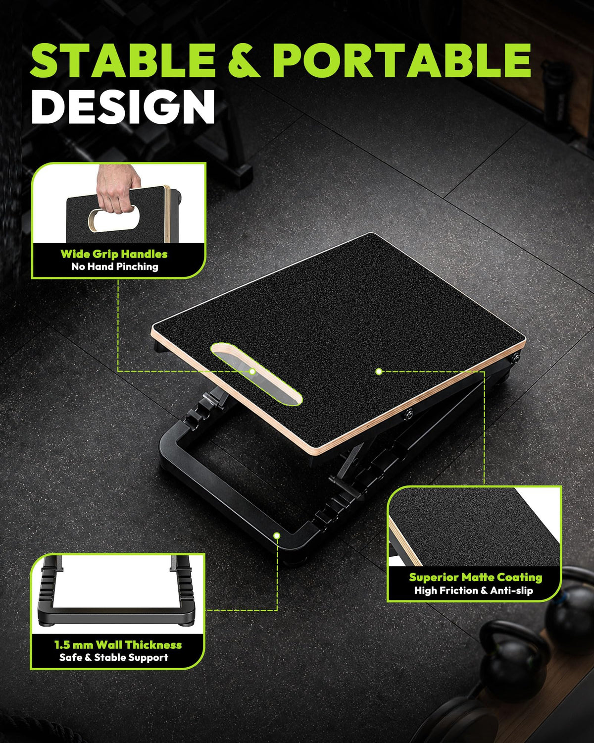 Adjustable Wooden Slant Board for Calf Stretching & Mobility