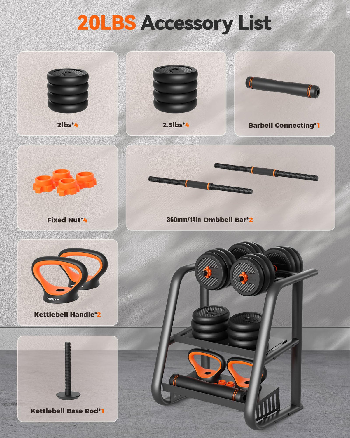 5-in-1 Adjustable Dumbbell Weight Set for Home Gym Training