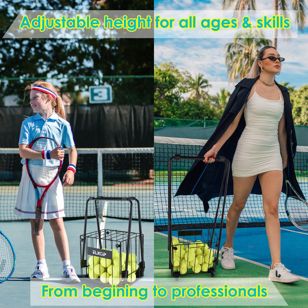 Portable Pickleball & Tennis Ball Hopper Collector Basket