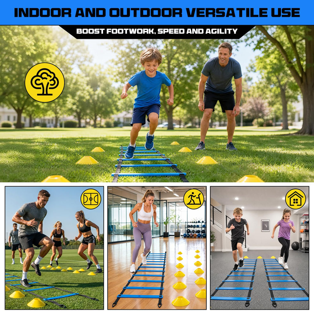 2-Pack 20ft Adjustable Agility Ladder Set for Speed Training