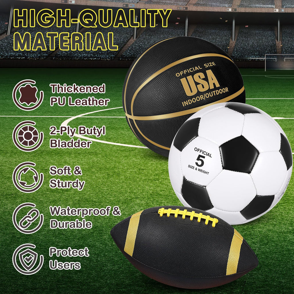 3-Piece Soccer, Basketball & Football Multi-Sport Ball Set