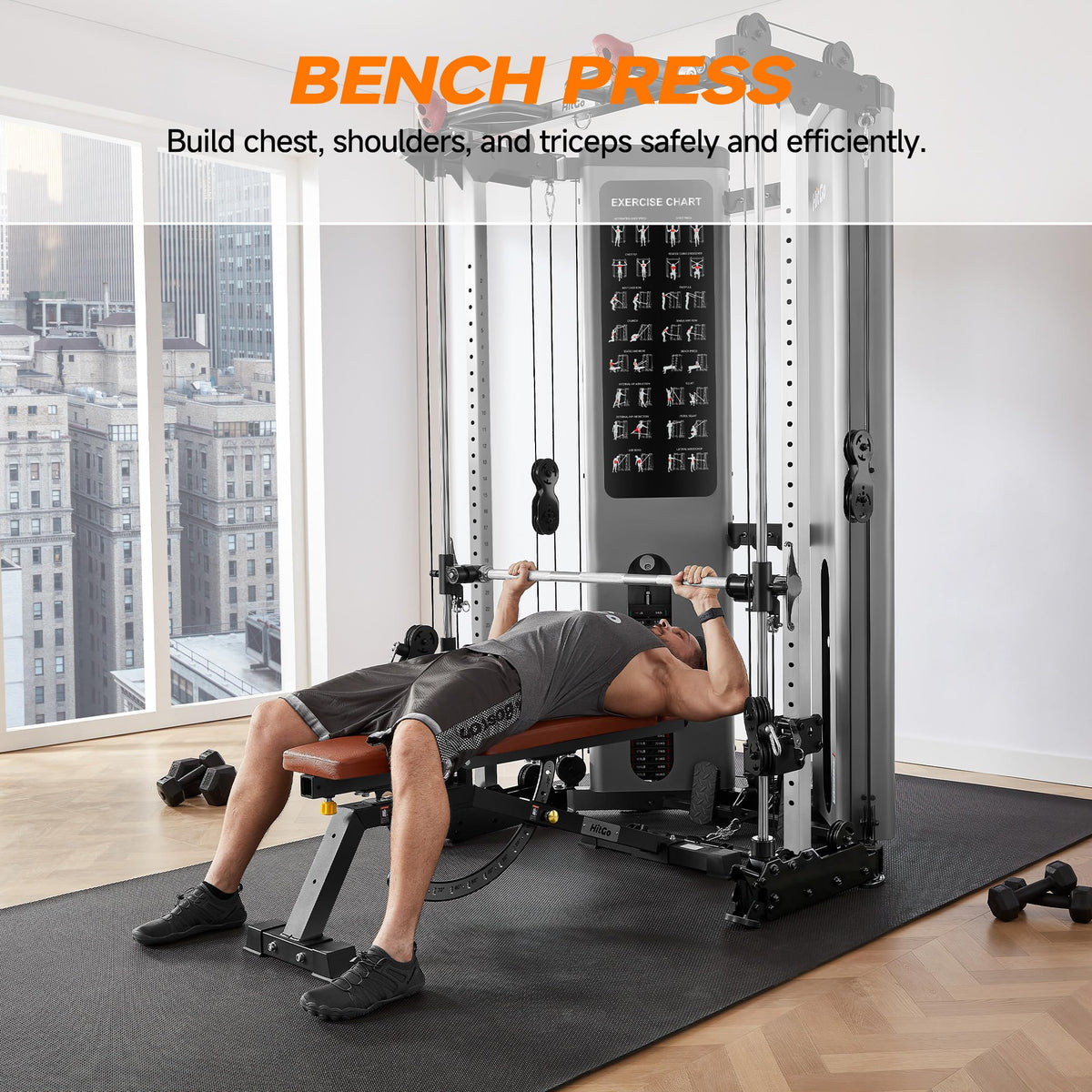 Foldable Smith Machine with 400 lb Weight Stack & Pulley System