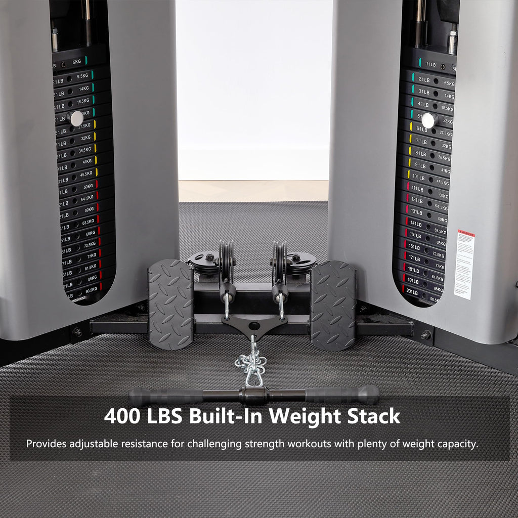 Foldable Smith Machine with 400 lb Weight Stack & Pulley System